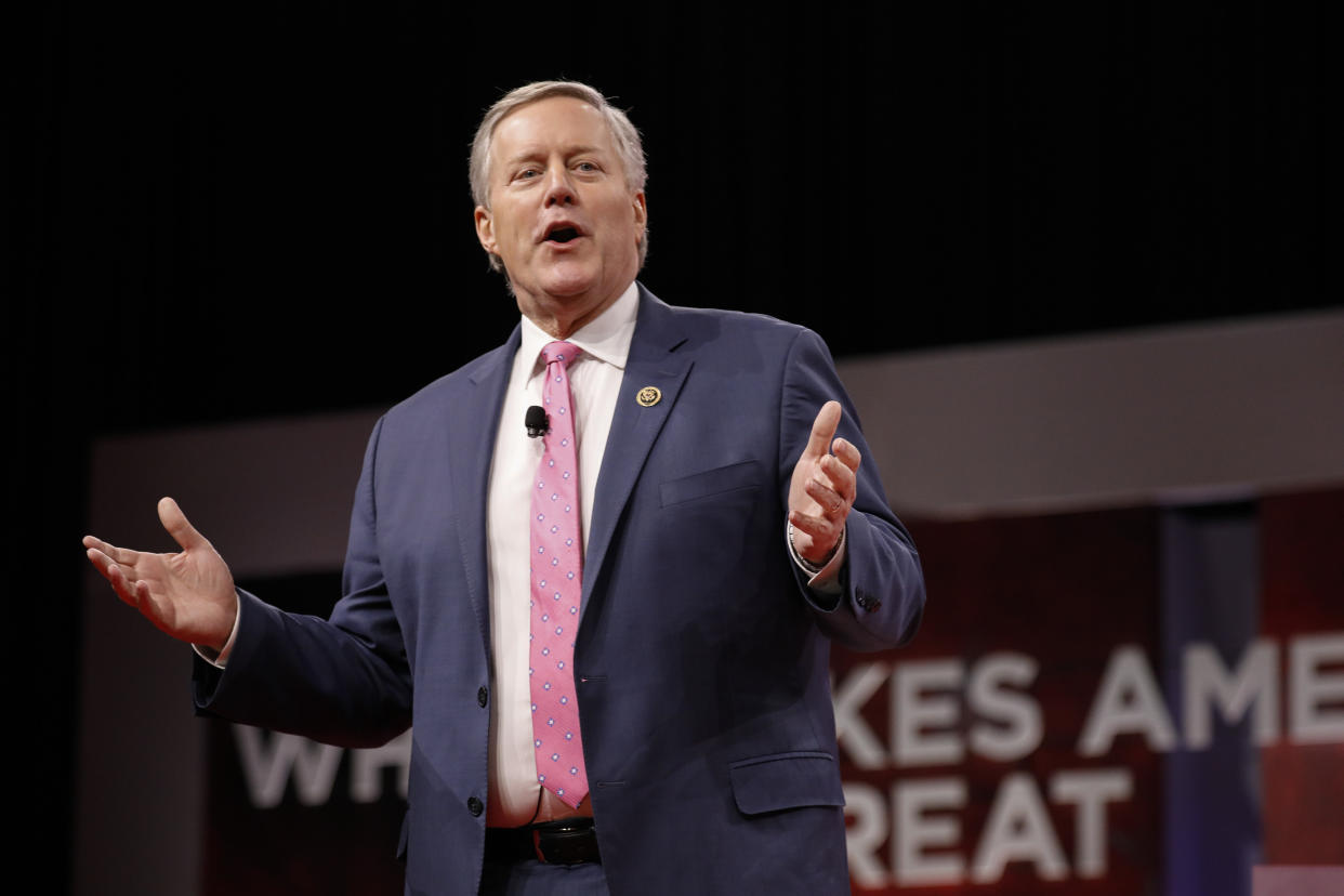 Representative Mark Meadows, a Republican from North Carolina, speaks during the Conservative Political Action Conference (CPAC) in National Harbor, Maryland, U.S., on Thursday, Feb. 28, 2019. (Photo: Aaron P. Bernstein/Bloomberg via Getty Images)