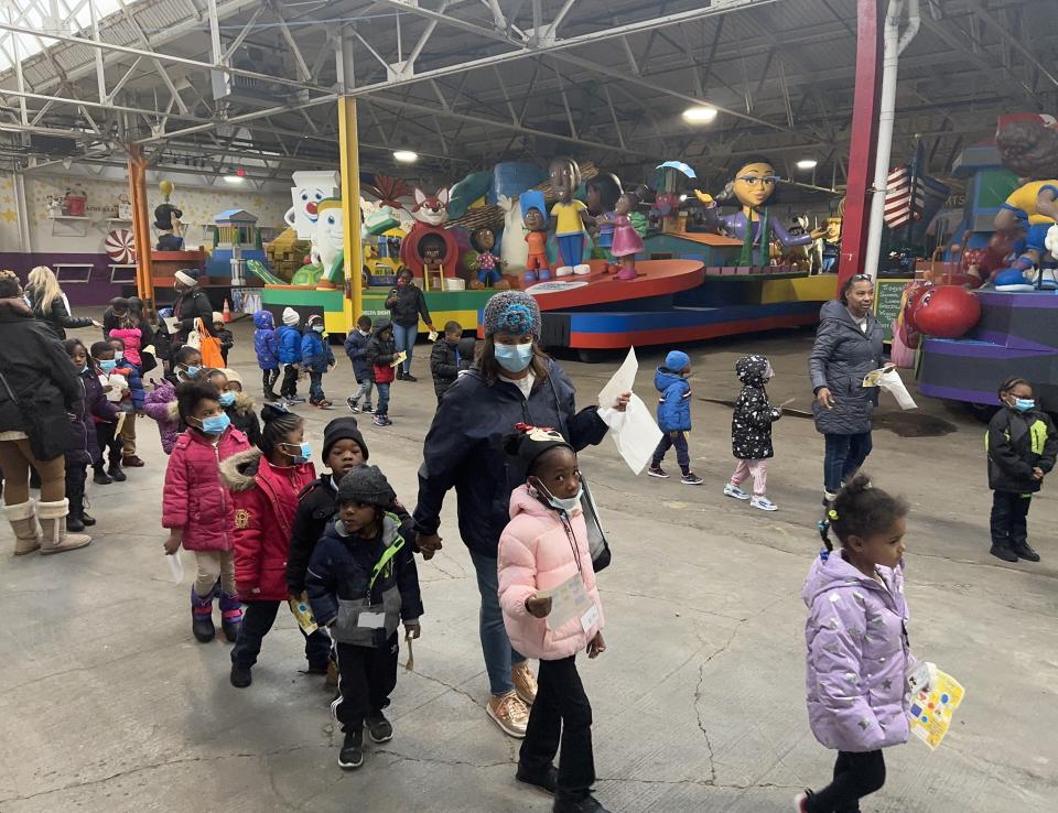 Hundreds of Detroit public schools preschoolers visit the Parade Company studio in Detroit for activities and to see the giant floats used in America's Thanksgiving Parade on Woodward Avenue every year. The tour, held Dec. 7, 2022, was part of Grow Up Great, PNC’s $500 million, multi-year initiative to help underserved children, ages 0 to 5, achieve success.