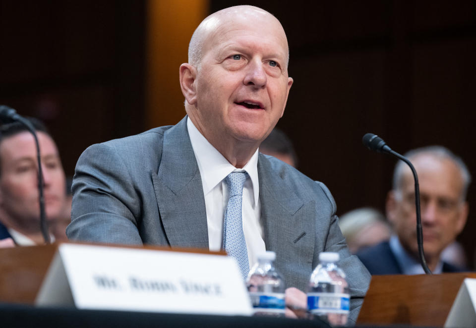David Solomon, CEO of Goldman Sachs, testifies during a Wall Street oversight hearing held by the Senate Banking, Housing and Urban Affairs Committee on Capitol Hill in Washington, D.C., on December 6, 2023. Major U.S. banks protested against new capital requirements proposed in Congressional hearing on December 6, 2023. Wednesday, he joined Senate Republicans in calling the measures unfair loans to ordinary Americans.  (Photo by Saul Loeb/AFP) (Photo by Saul Loeb/AFP via Getty Images)