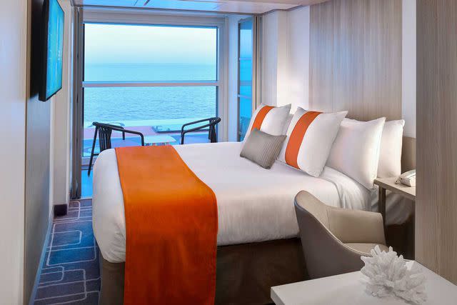 <p>Courtesy of Celebrity Cruises</p> An Edge Single Stateroom with Infinite Veranda, on the Celebrity Beyond cruise ship.