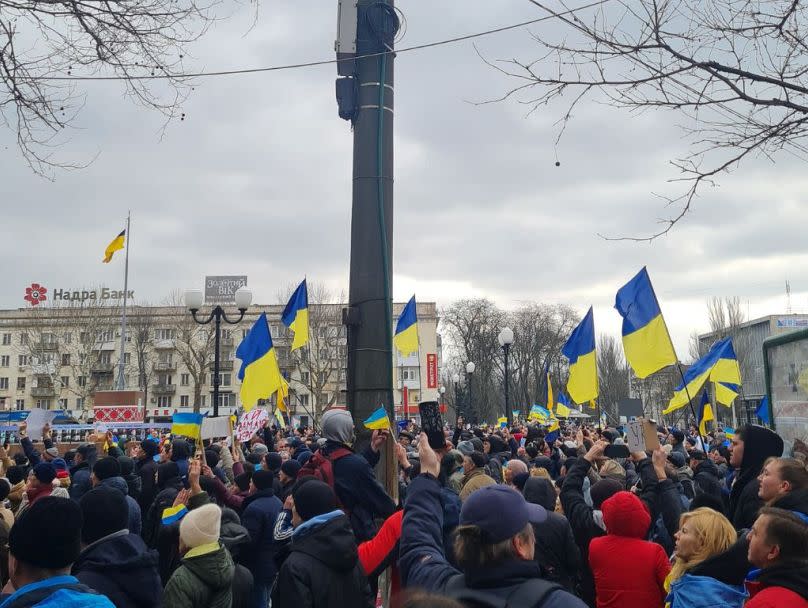 Des manifestants à Kherson.