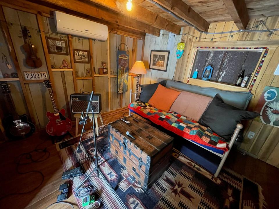 The Rare Bird Farm owners open up The Tom Hare Bunkhouse for visiting performers. The space includes a recording/practice space and a library.