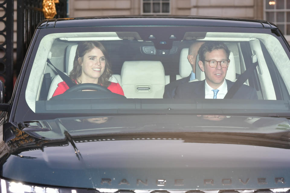 Princess Eugenie and her husband Jack Brooksbank leaving the Queen's Christmas lunch at Buckingham Palace, London.