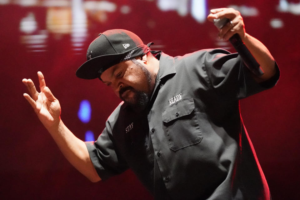FILE - Ice Cube performs on day three of Riot Fest on Sunday, Sept. 18, 2022, in Chicago. The rapper turns 54 on June 15. (Photo by Rob Grabowski/Invision/AP, File)