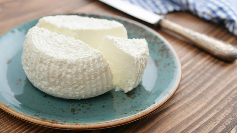 fresh ricotta on plate