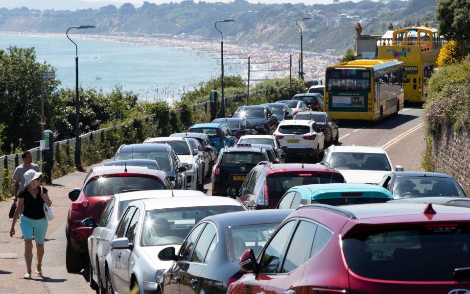 traffic jam as Bournemouth became overrun by hundreds of thousands of visitors on June 25, 2020 -  Corin Messer/BNPS