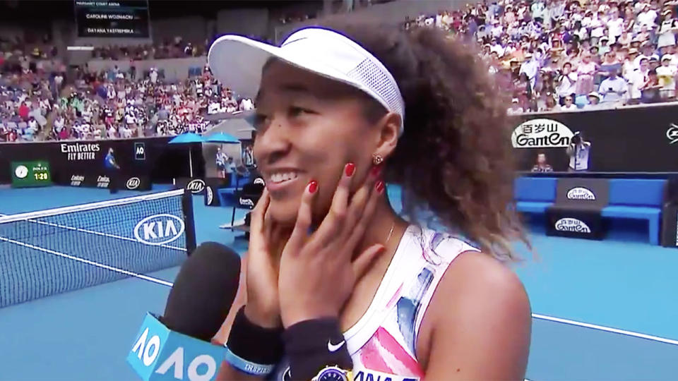 An Australian Open reporter made an embarrassing mistake in an interview with Naomi Osaka.