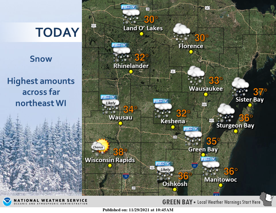 According to the National Weather Service as of Mon., Nov. 29, at 10:45 a.m., freezing weather conditions can impact bridge decks more than other roadways. With temperatures dropping at, just above, and just below freezing, Brown County Public Works director Paul Fontecchio urges drivers to take heed.