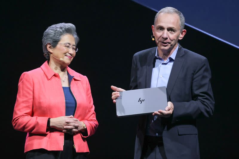 AMD CEO Lisa Su and Enrique Lores, President and Chief Executive Officer of HP Inc. speak at COMPUTEX forum in Taipei