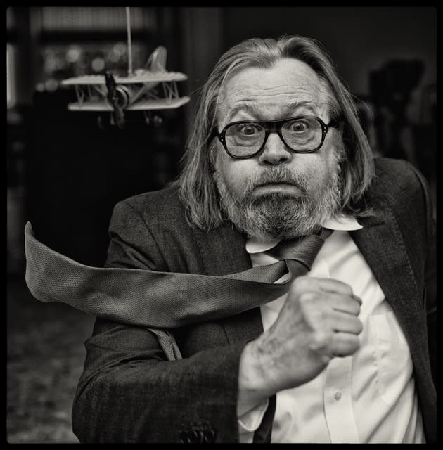Gary Oldman, in a playful recreation of Cary Grant's famous cropduster chase scene from 'North by Northwest.'
