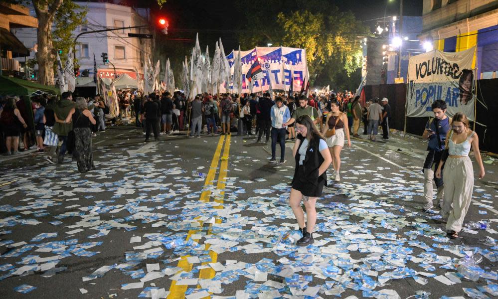 Dejected Sergio Massa supporters in Buenos Aires.