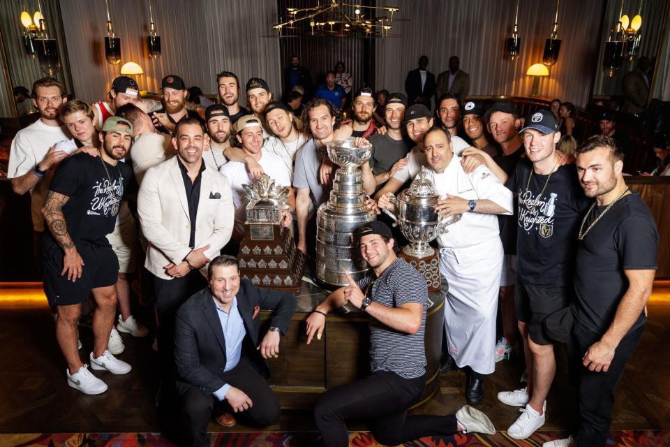 Las Vegas Golden Knights Bring All Three Championship Trophies To Party At Circa