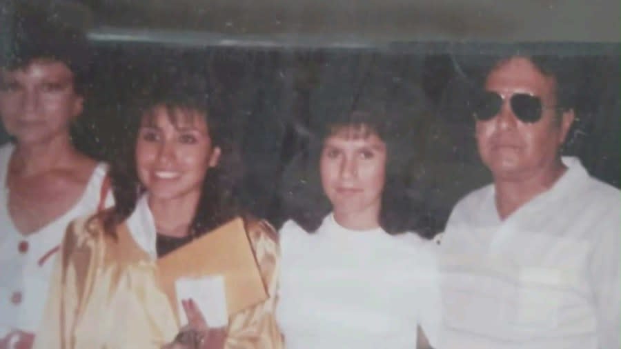The Medrano sisters and their father, John, seen in a family photo.