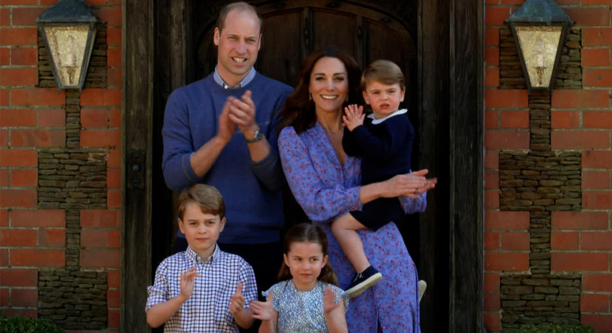 The Cambridges made an appearance on BBC One's 'Big Night In' as they clapped for carers outside their Norfolk home. (Getty Images)