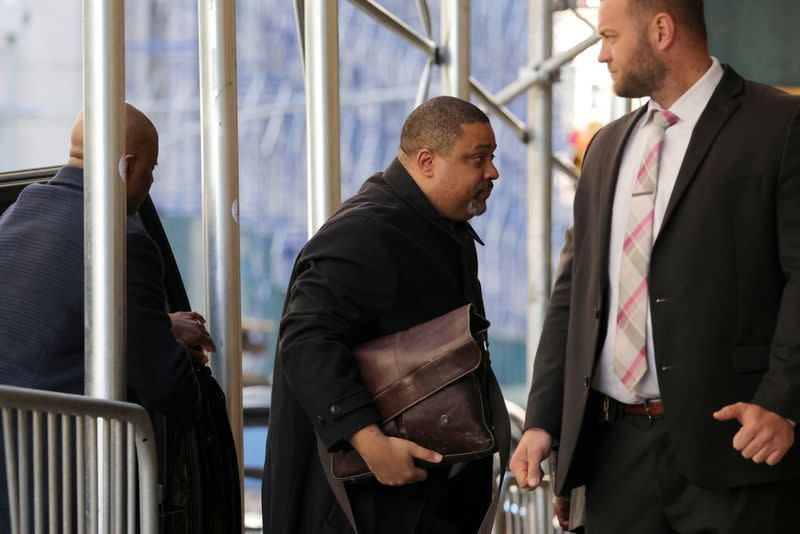 New York District Attorney Bragg arrives at the District Attorney's Office in New York City