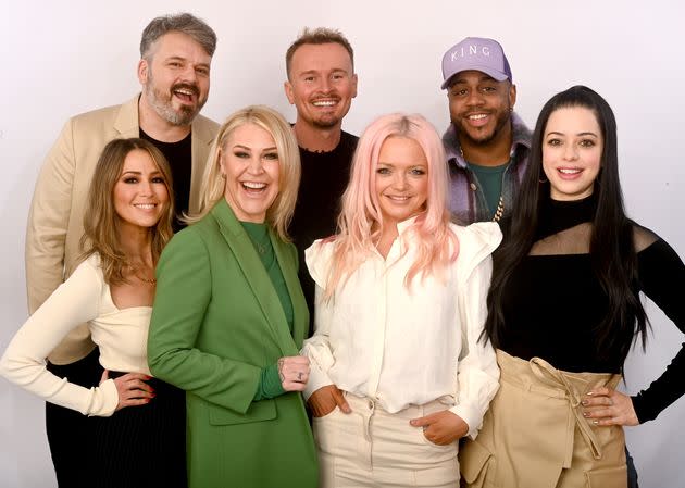 From Left: Rachel Stevens, Cattermole, Jo O'Meara, Jon Lee, Hannah Spearritt, Bradley McIntosh and Tina Barrett.