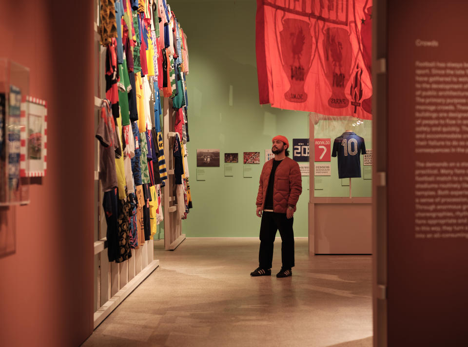 Inside the “Football: Designing the Beautiful Game” exhibition in Design Museum. - Credit: Felix Speller/Courtesy