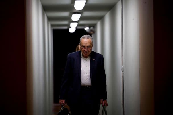 PHOTO: Senate Majority Leader Chuck Schumer arrives at the Capitol, Sept. 27, 2022. (Anna Moneymaker/Getty Images)