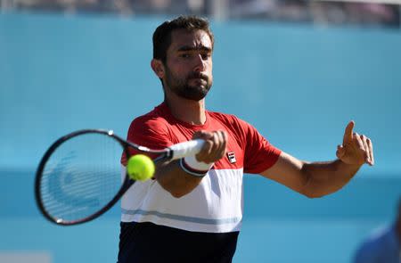 Tennis - ATP 500 - Fever-Tree Championships - The Queen's Club, London, Britain - June 24, 2018 Croatia's Marin Cilic in action during the final against Serbia's Novak Djokovic Action Images via Reuters/Tony O'Brien