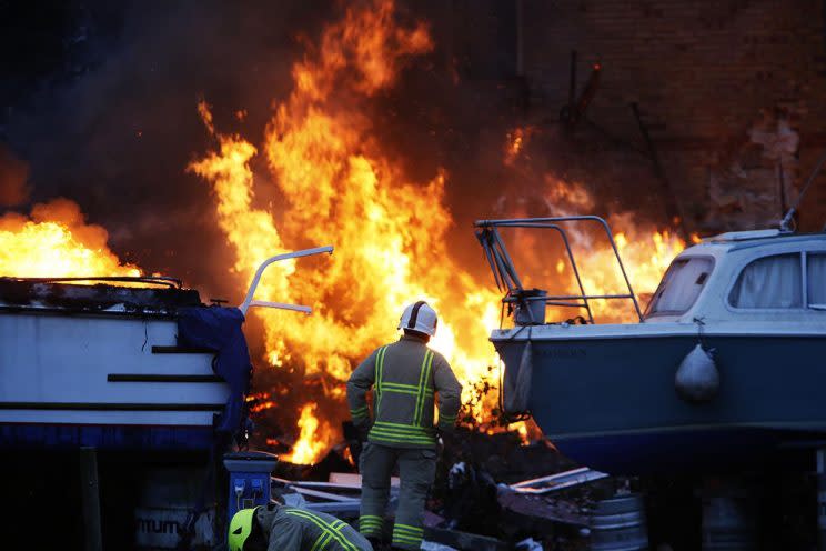 The scene on Tuesday n Oxford where a block of flats was destroyed (SWNS)