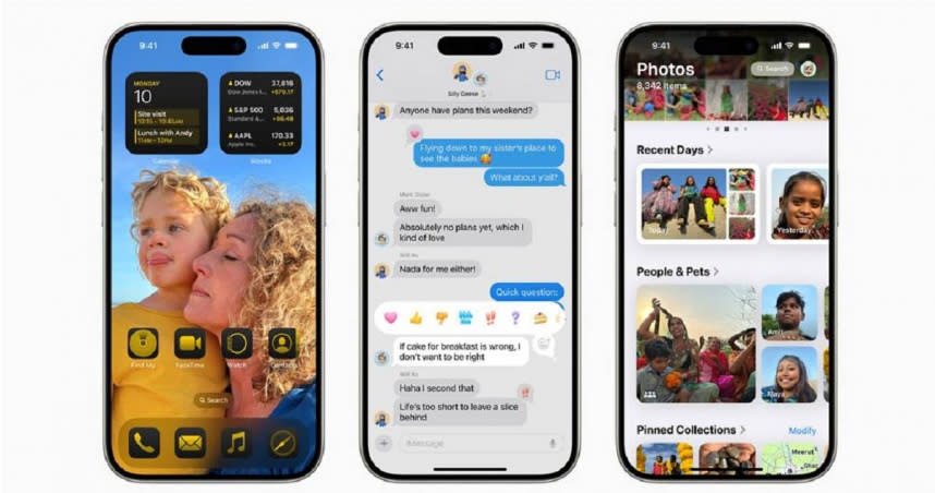 iOS 18 帶來自訂iPhone的全新方式，還有多種全新功能。（圖／Apple提供）