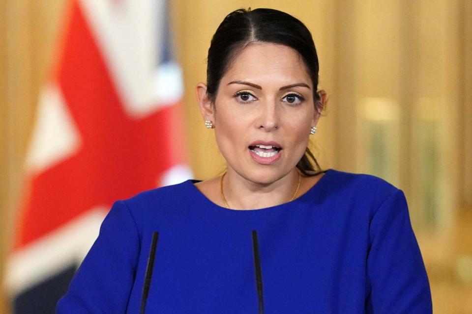 Home Secretary Priti Patel asked the public to stay indoors: 10 Downing Street/AFP via Getty