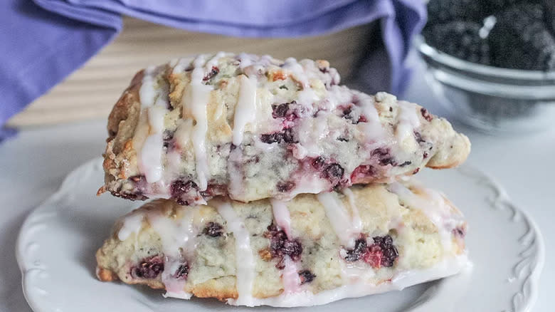 Blueberry scones on the plate 