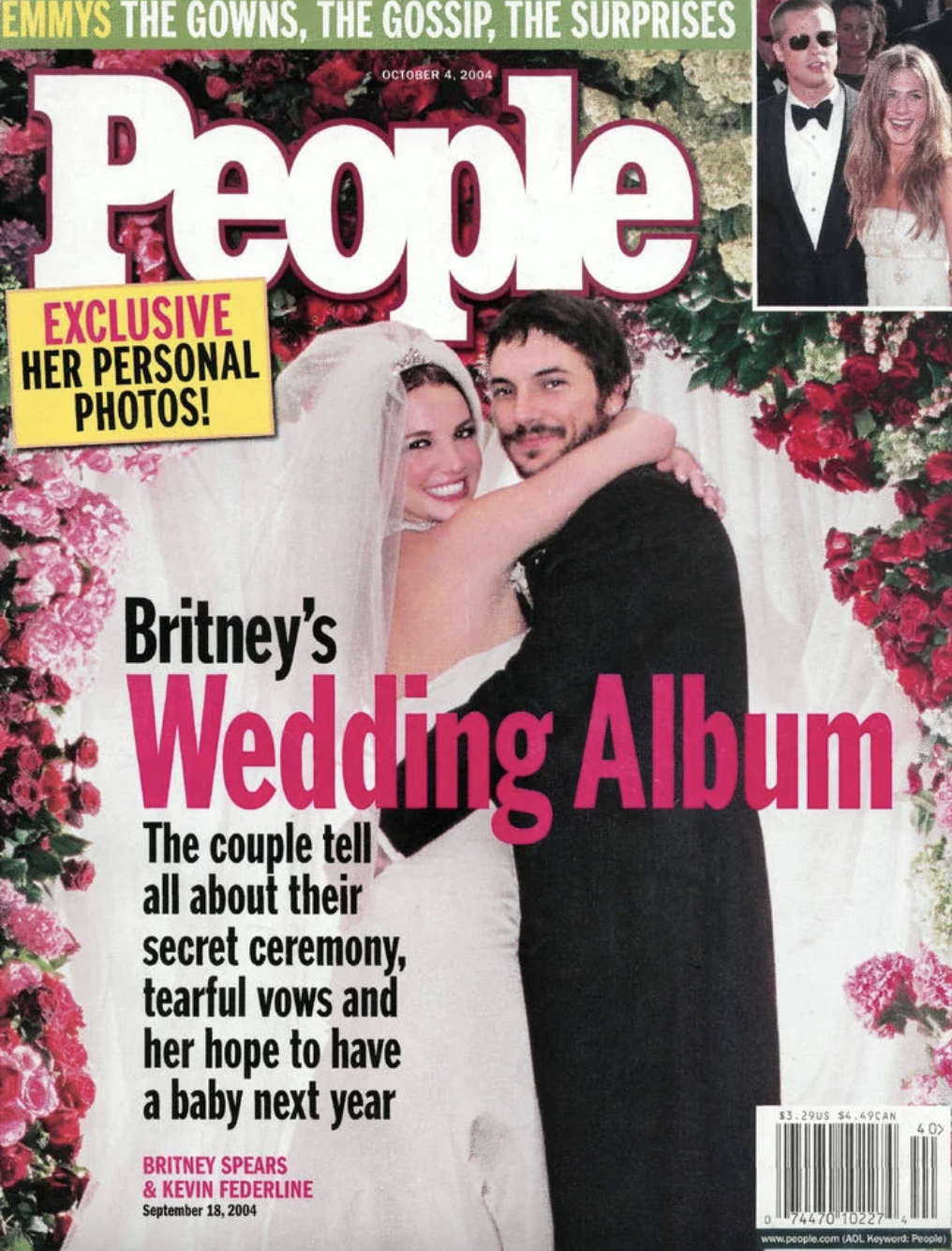 Britney Spears and Kevin Federline's wedding photos appeared in People magazine in October 2004. (Screenshot: People magazine)