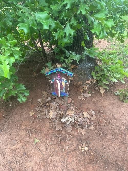 Guthrie fairy house park vandalism. 