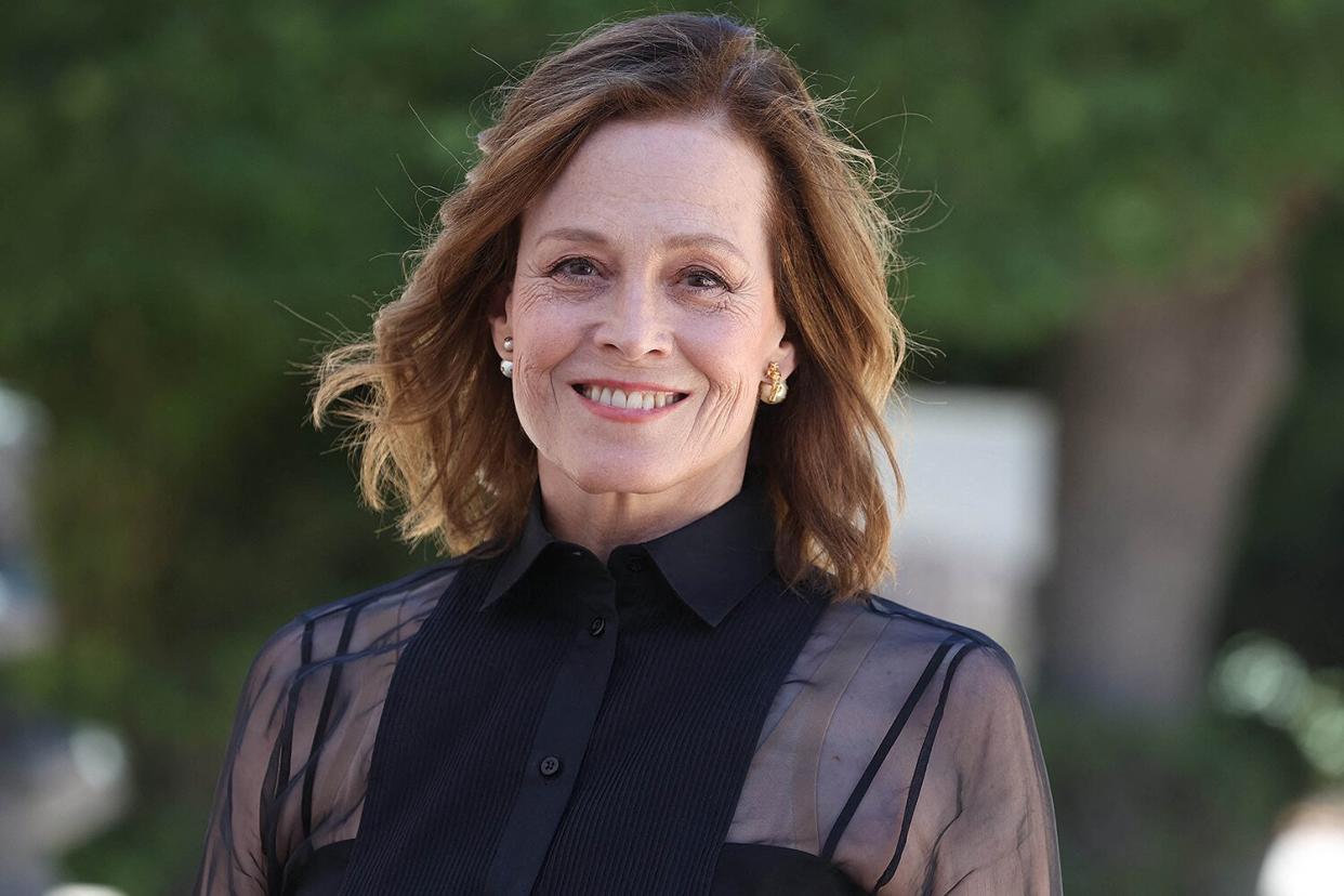 Sigourney Weaver at the Dior fashion show during Paris Fashion Week Haute Couture on July 4, 2022 in Paris, France.