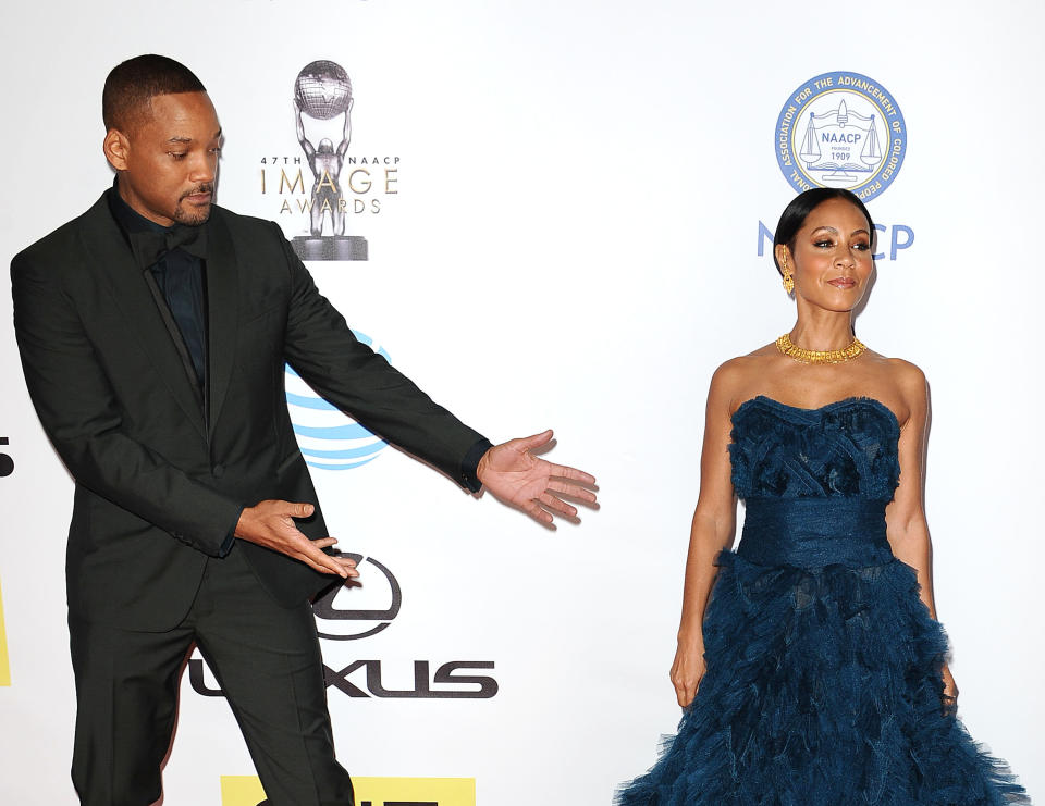 Actor Will Smith and actress Jada Pinkett Smith attend the 47th NAACP Image Awards.