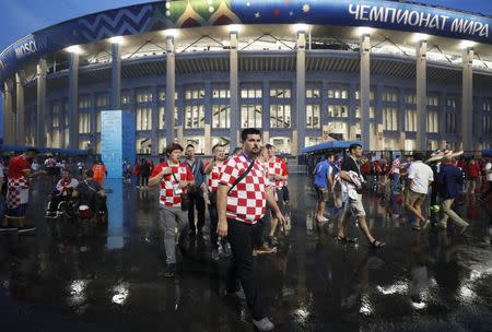 Soccer Football - World Cup - Final - France v Croatia - Luzhniki Stadium, Moscow, Russia - July 15, 2018 Supporters of team Croatia leaves the stadium after the game. REUTERS/Gleb Garanich