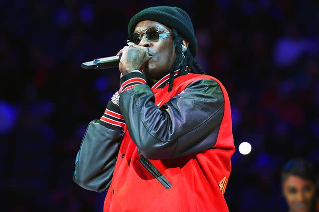 <p>Adam Hagy/NBAE/Getty</p> Young Thug performs at half time at the game between the Atlanta Hawks and the Boston Celtics in November 2021 at State Farm Arena in Atlanta