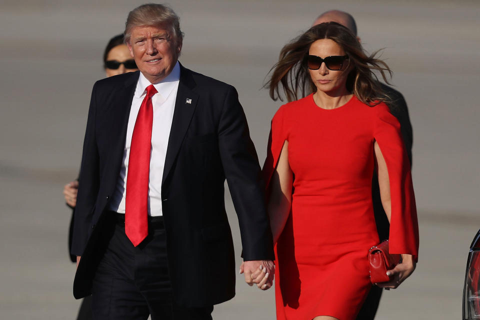 <p>Arriving at the Palm Beach International Airport for a visit to Mar-a-Lago Resort in February 2017.</p>