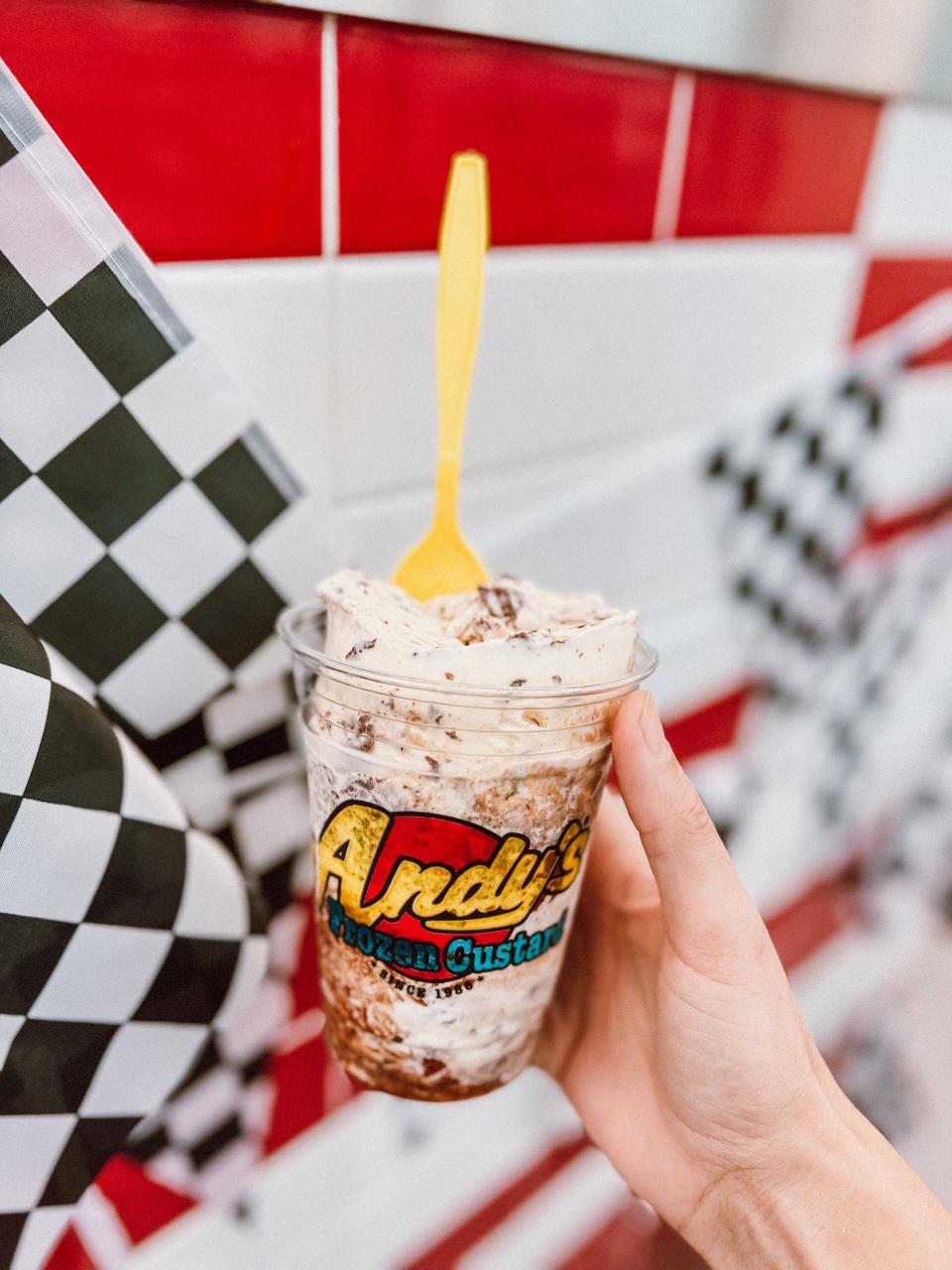 The Frozen Custer Concrete, created in collaboration with NASCAR Driver Cole Custer, is one of the newest items at Andy's Frozen Custard.