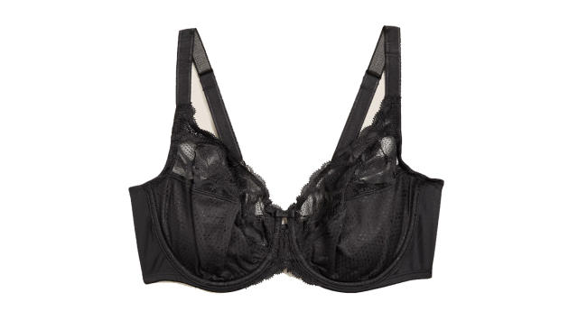 Ex M&S Bra Non-Padded Non-Wired Contrast Bow Vintage Lace Full Cup Bra  Black