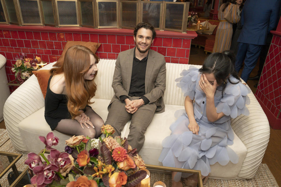 Karen Gillan laughing with Awkafina