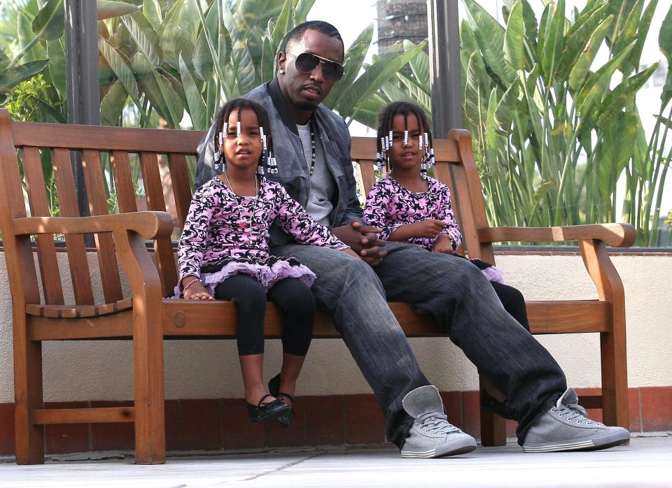 Sean Combs a.k.a. Diddy takes his twin daughters D'Lila Star and Jessie James to the Westfield Mall in Century City, Calif., on May 14, 2011.  