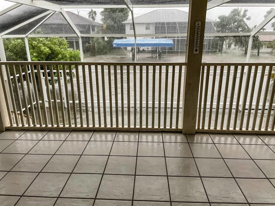 A photo of the storm surge from Carole McDanel’s Fort Myers Beach home during Hurricane Ian.