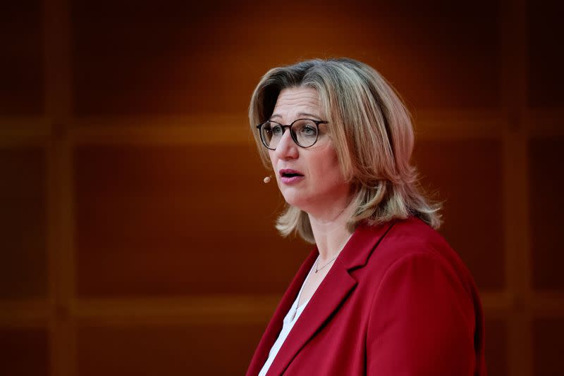 FILE PHOTO: SPD news conference following state election results in Saarland, in Berlin