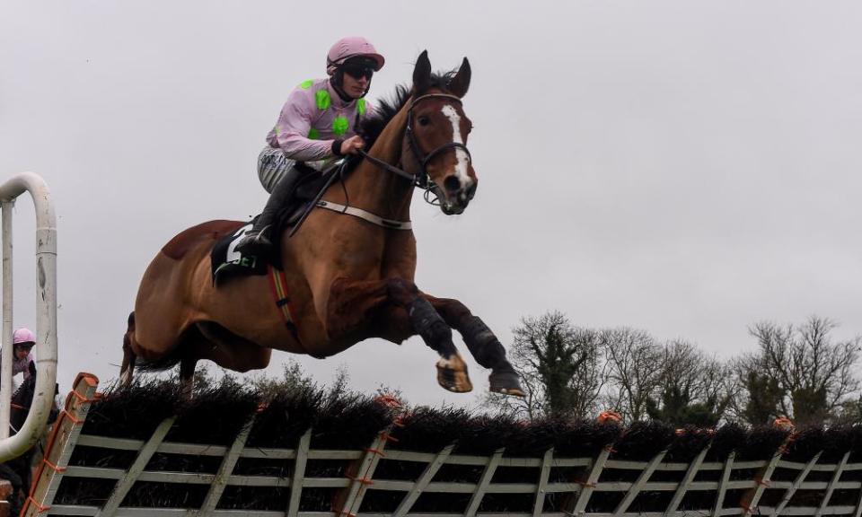 Faugheen jumps the last on his way to winning the Morgiana hurdle at Punchestown