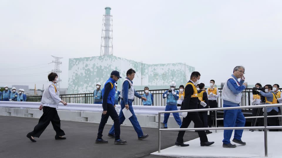 IAEA chief Rafael Grossi arrives to inspect the damaged Fukushima nuclear power plant with Japanese officials on July 5, 2023. - Hiro Komae/Pool/AP