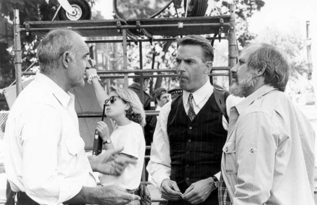 <p>On the set of <em>The Untouchables</em> with Sean Connery and director Brian De Palma.</p>