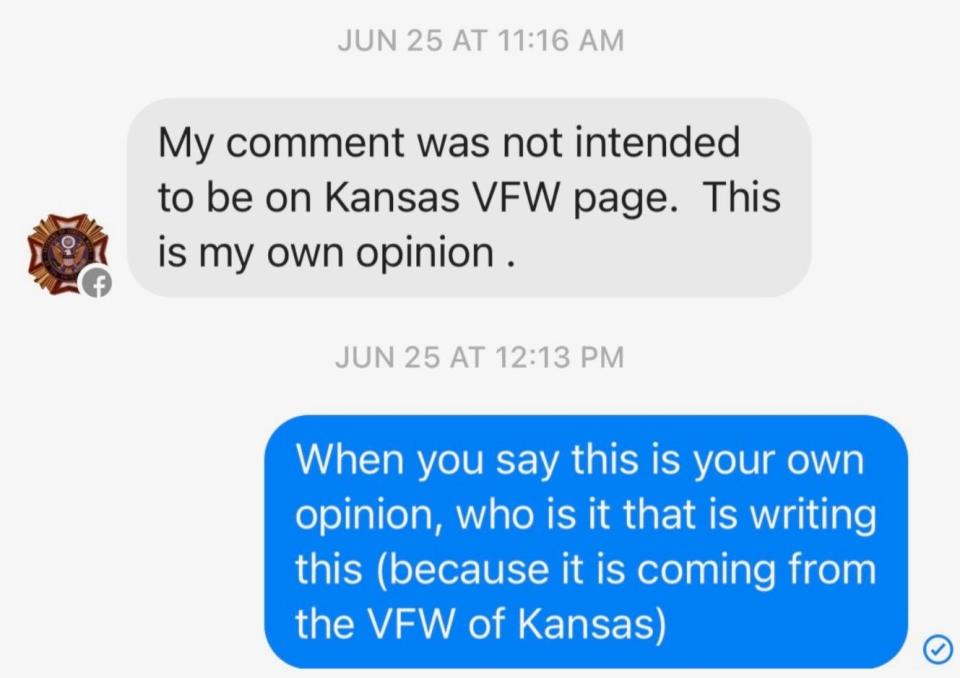 While the national Veterans of Foreign Wars recognized LGBTQ+ Pride Month, Kansas VFW Commander James Langley criticized it.