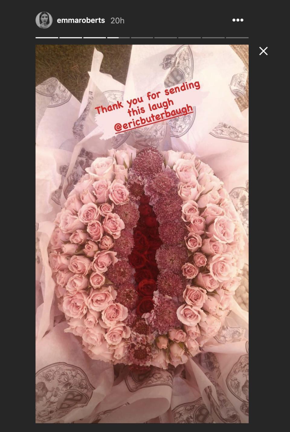emma roberts baby shower bouquet