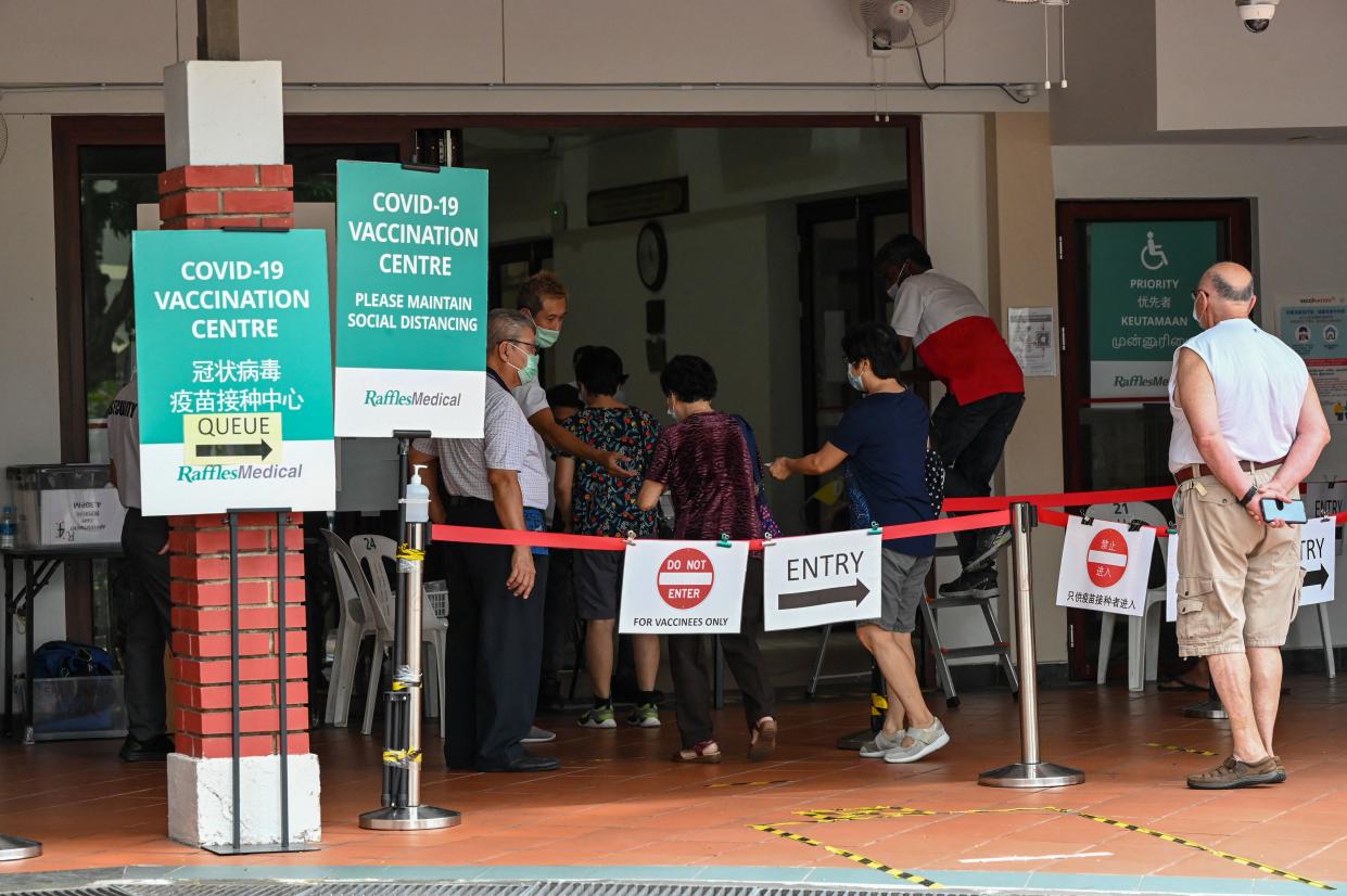 A COVID-19 vaccination centre set up at a community centre in Singapore. 