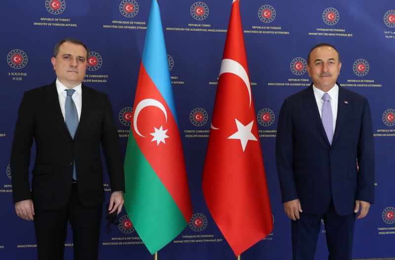 Turkish Foreign Minister Cavusoglu meets with his Azeri counterpart Bayramov in Ankara