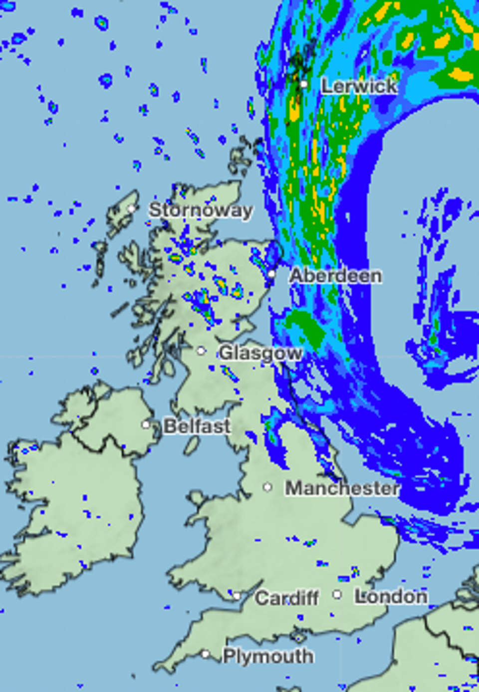 6pm forecast map (Met Office)