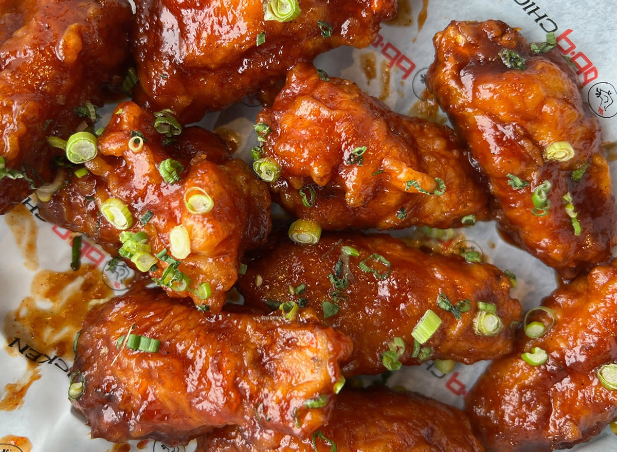 A closeup of the Galbi wings from Bb.q Chicken