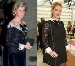 <p>The Princess of Wales opted for a black dress with an off-the-shoulder collar and bow detail. Years later, Kitty Spencer revisited the look, with a high-necked twist. </p>